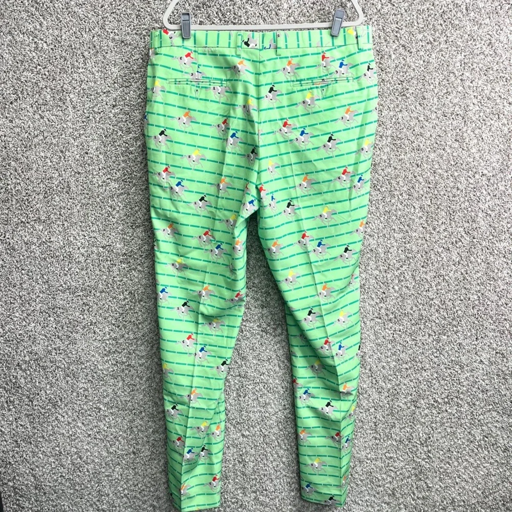Shinesty Green Horse Racing Derby Print Flat Front Dress Pants in Size 40x35